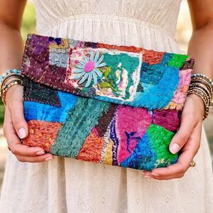 Artisan Made Patchwork Clutch: One-of-a-Kind Pouch (8x10) (V)